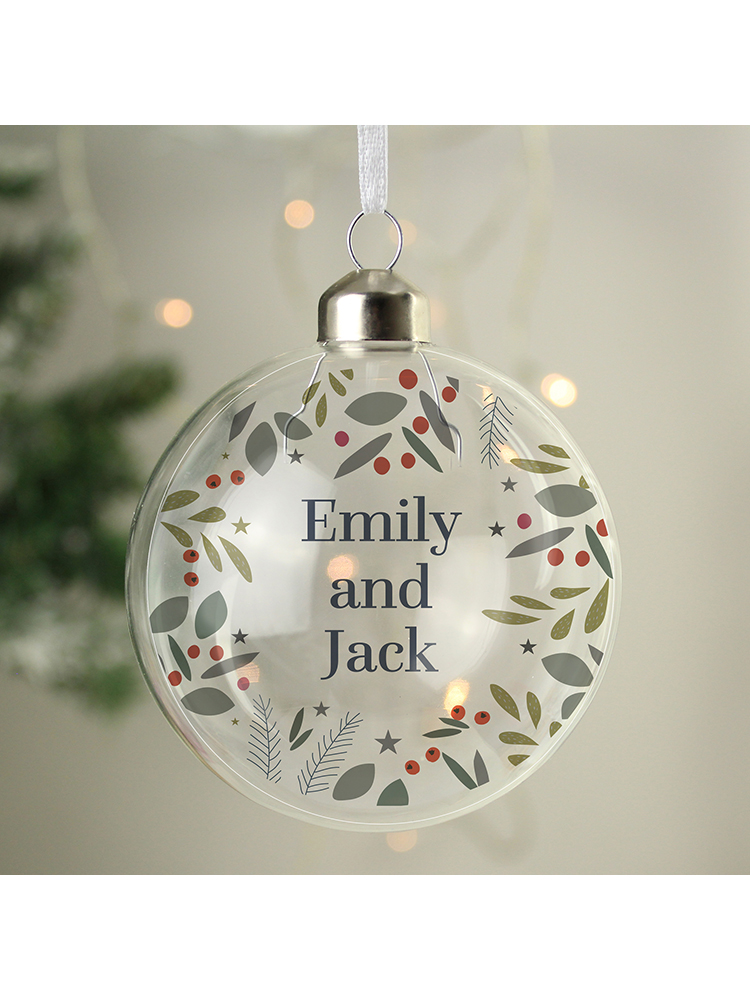 Personalised Festive Christmas Glass Bauble