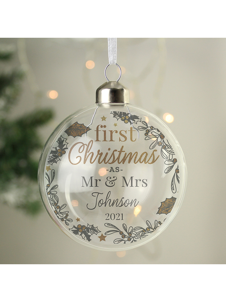 Personalised First Christmas As... Glass Bauble