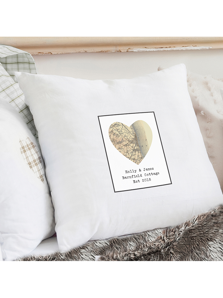 Personalised 1896 - 1904 Revised New Map Heart Cushion Cover