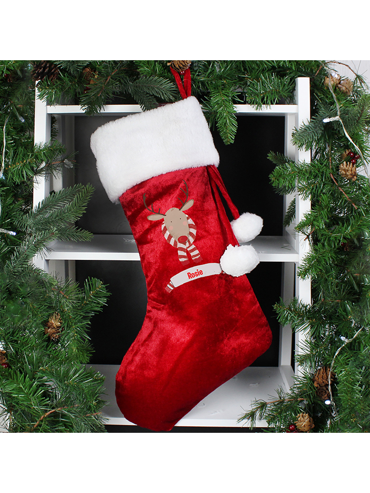 Personalised Retro Reindeer Luxury Stocking