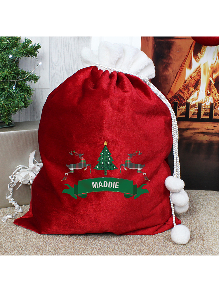 Personalised Nordic Christmas Luxury Pom Pom Sack