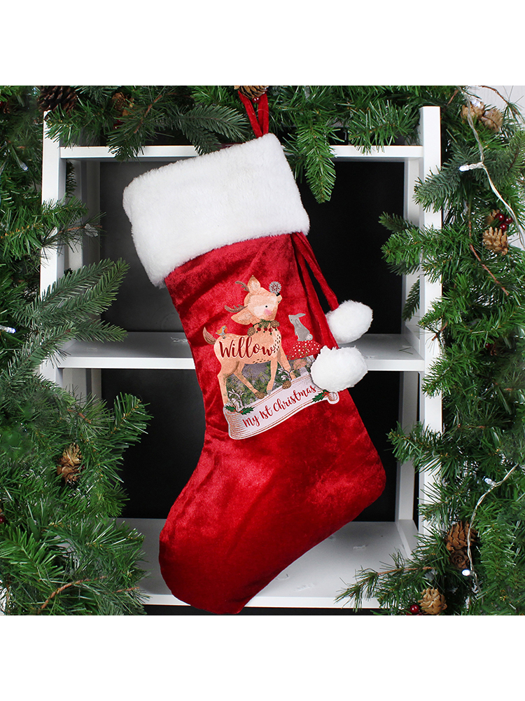 Personalised Festive Fawn Luxury Stocking