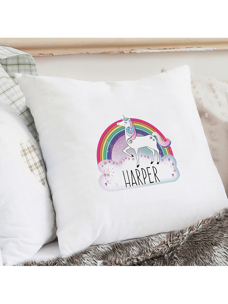 Personalised Unicorn Cream Cushion Cover