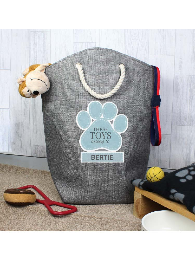 Personalised Blue Paw Print Storage Bag