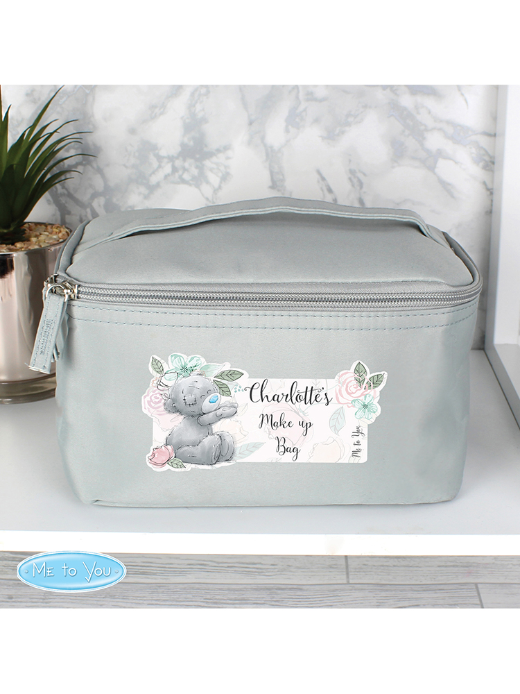 Personalised Me to You Floral Grey Vanity Bag