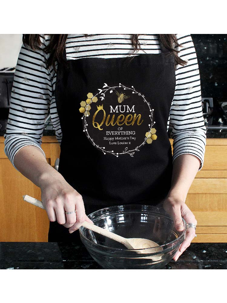 Personalised Queen Bee Black Apron