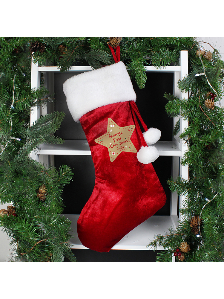 Personalised First Christmas Red Stocking