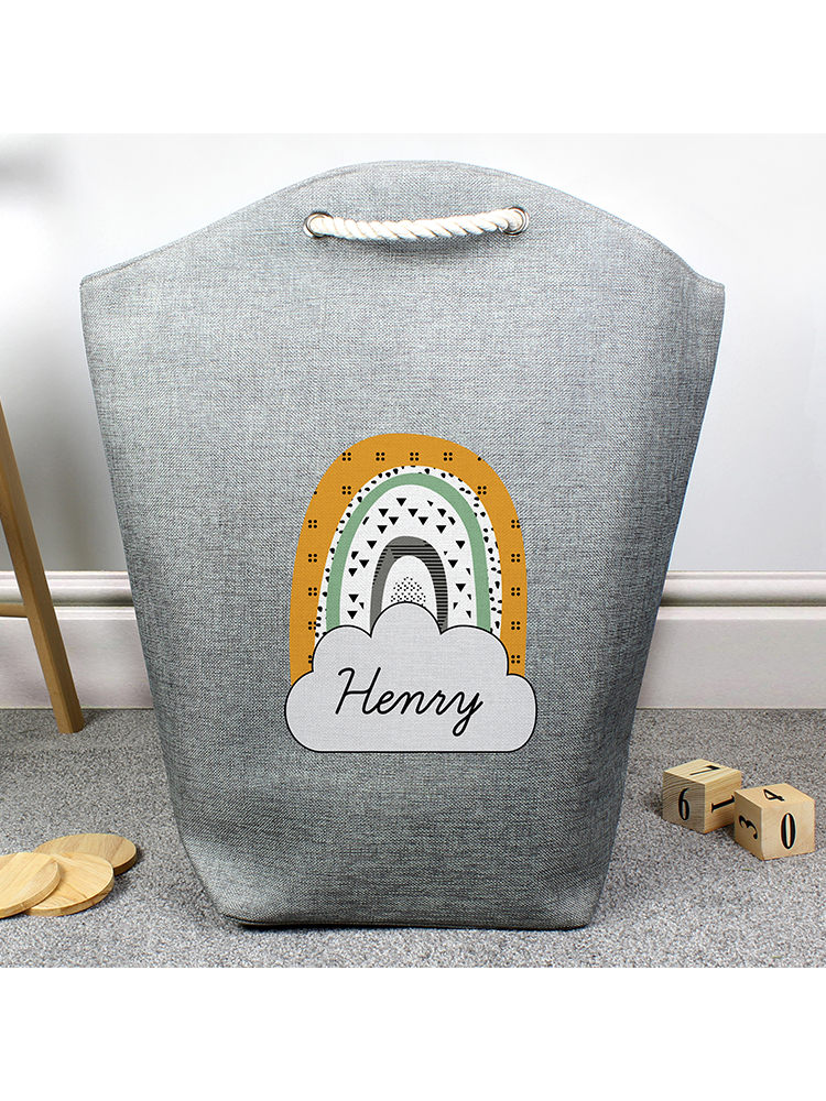 Personalised Mustard & Green Rainbow Storage Bag