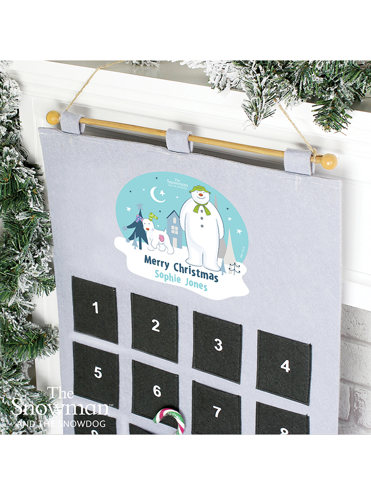 Personalised The Snowman and the Snowdog Advent Calendar In Silver Grey