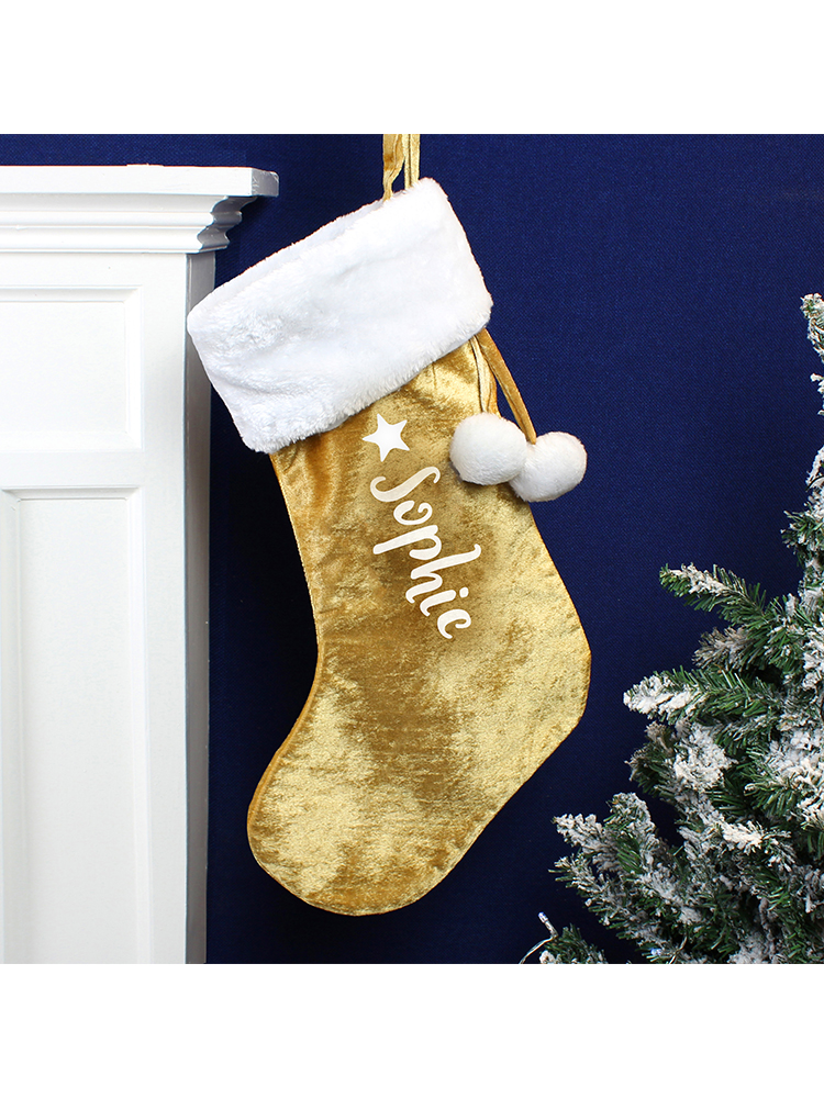 Personalised Name Only Luxury Gold Stocking Personalised Name Only Luxury Gold Stocking