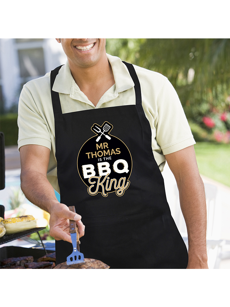 Personalised BBQ King Black Apron