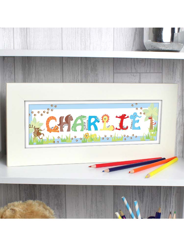 Personalised Blue Animal Alphabet Frame