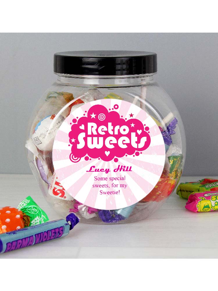 Personalised Retro Pink Sweet Jar