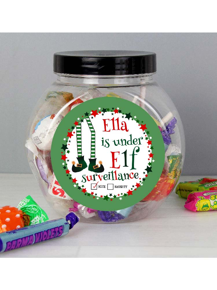 Personalised Elf Surveillance Sweet Jar