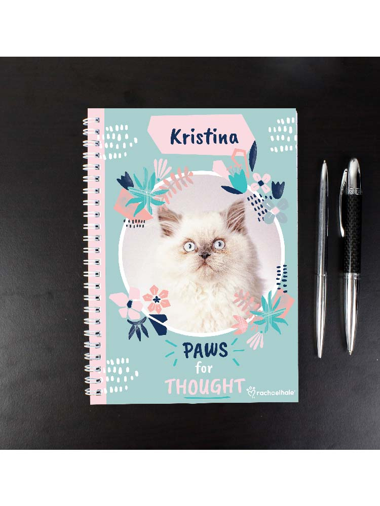 Personalised Rachael Hale 'Paws for Thought' Cat A5 Notebook