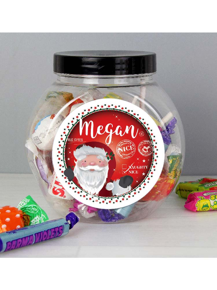Personalised Santa 'Nice list' Sweet Jar