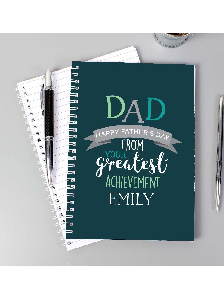 Personalised Dad's Greatest Achievement A5 Notebook