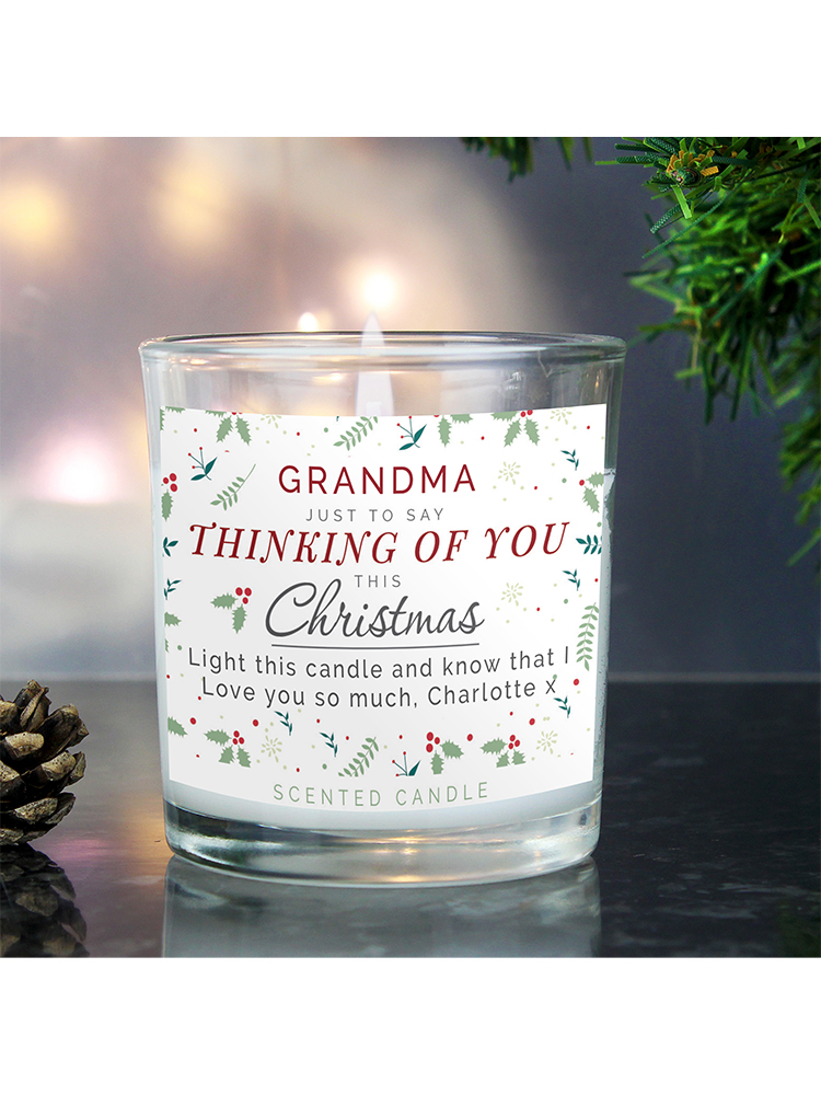 Personalised Thinking of You Christmas Scented Jar Candle