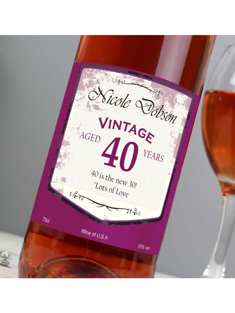 Personalised Rose Wine Vintage Age Label