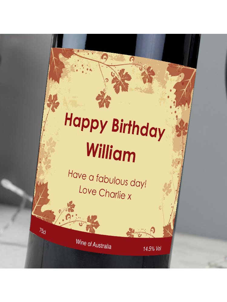 Personalised Red Wine Ivy Label