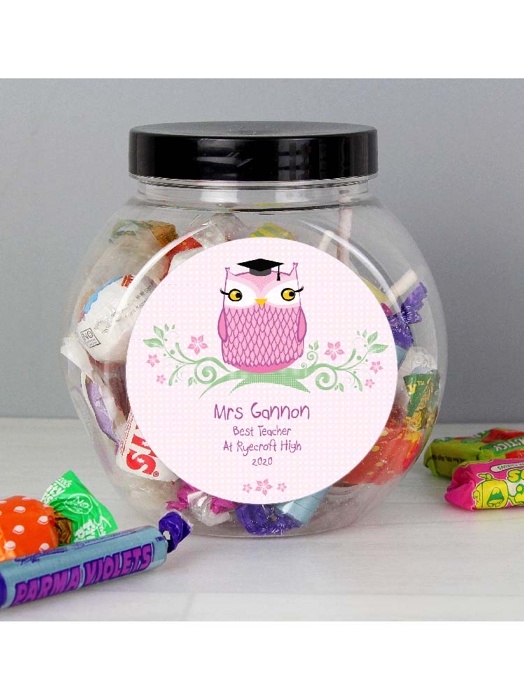 Personalised Miss Teacher Owl Sweet Jar