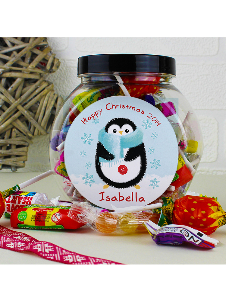 Personalised Felt Stitch Penguin Sweet Jar