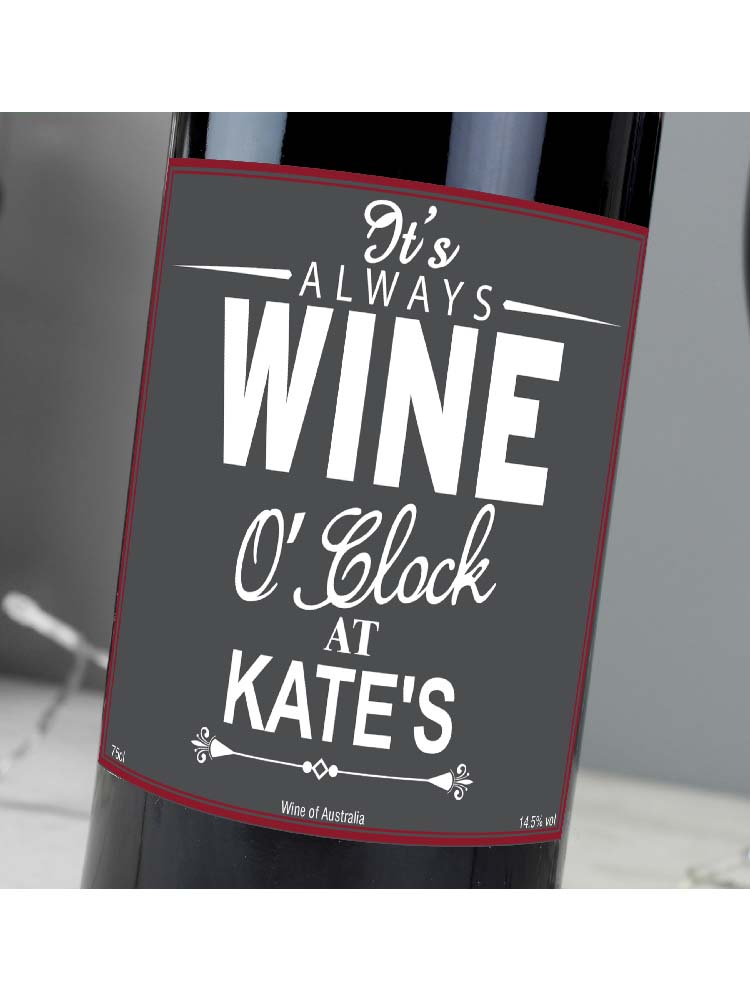 Personalised Wine O'Clock Red Wine