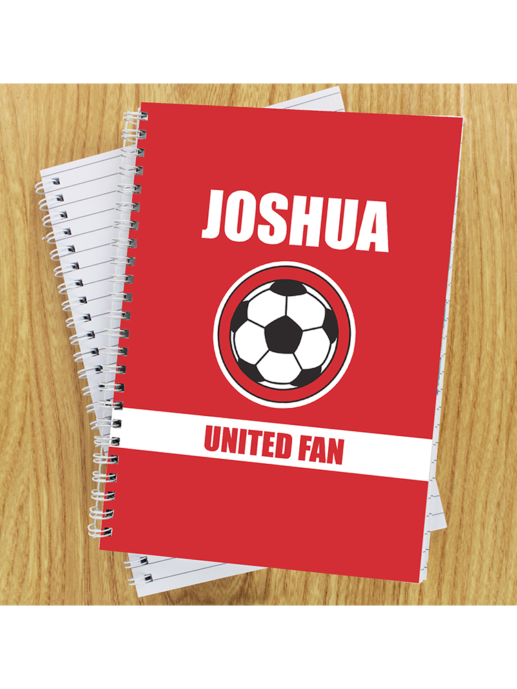 Personalised Red Football Fan A5 Notebook