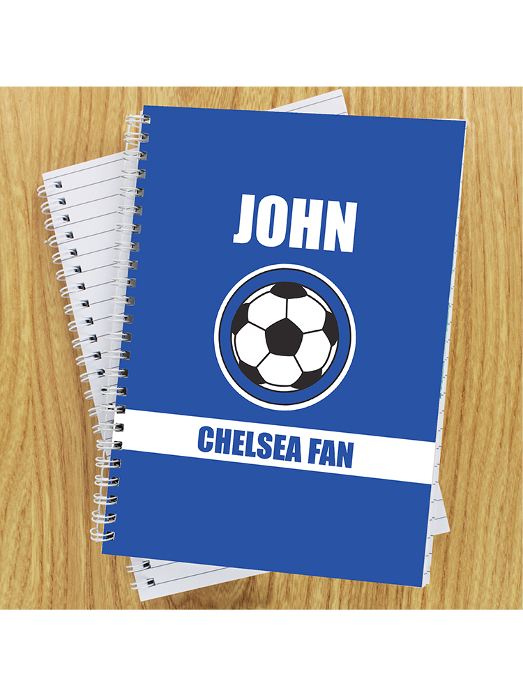 Personalised Dark Blue Football Fan A5 Notebook