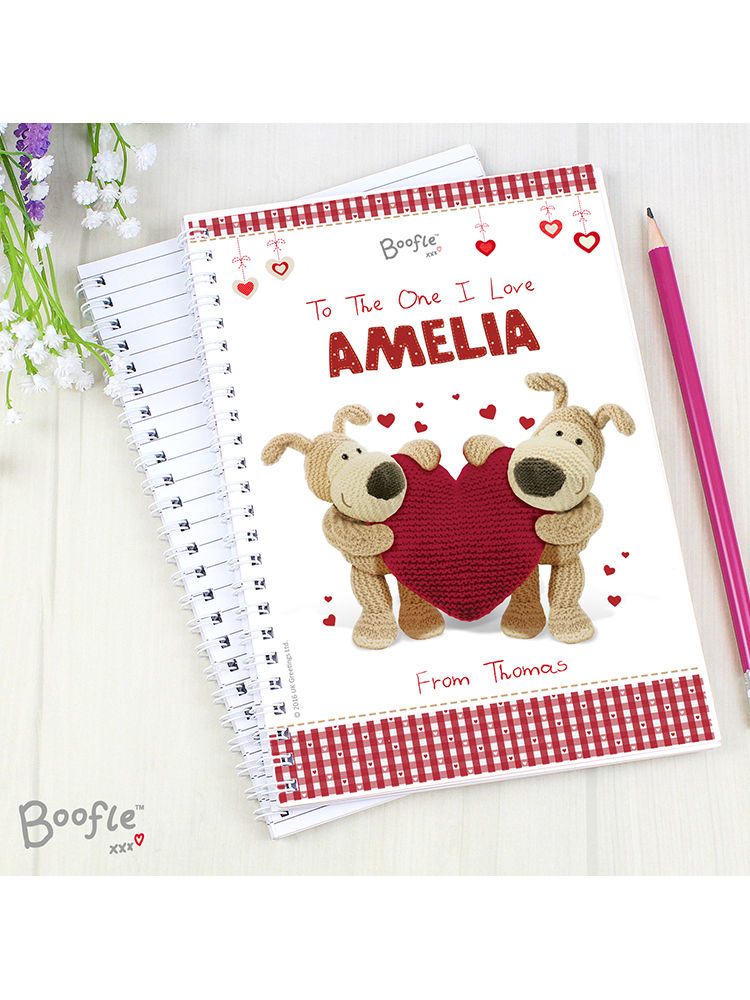 Personalised Boofle Shared Heart A5 Notebook