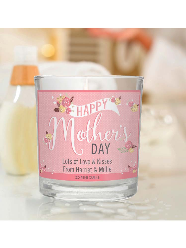 Personalised Floral Bouquet Mother's Day Scented Jar Candle