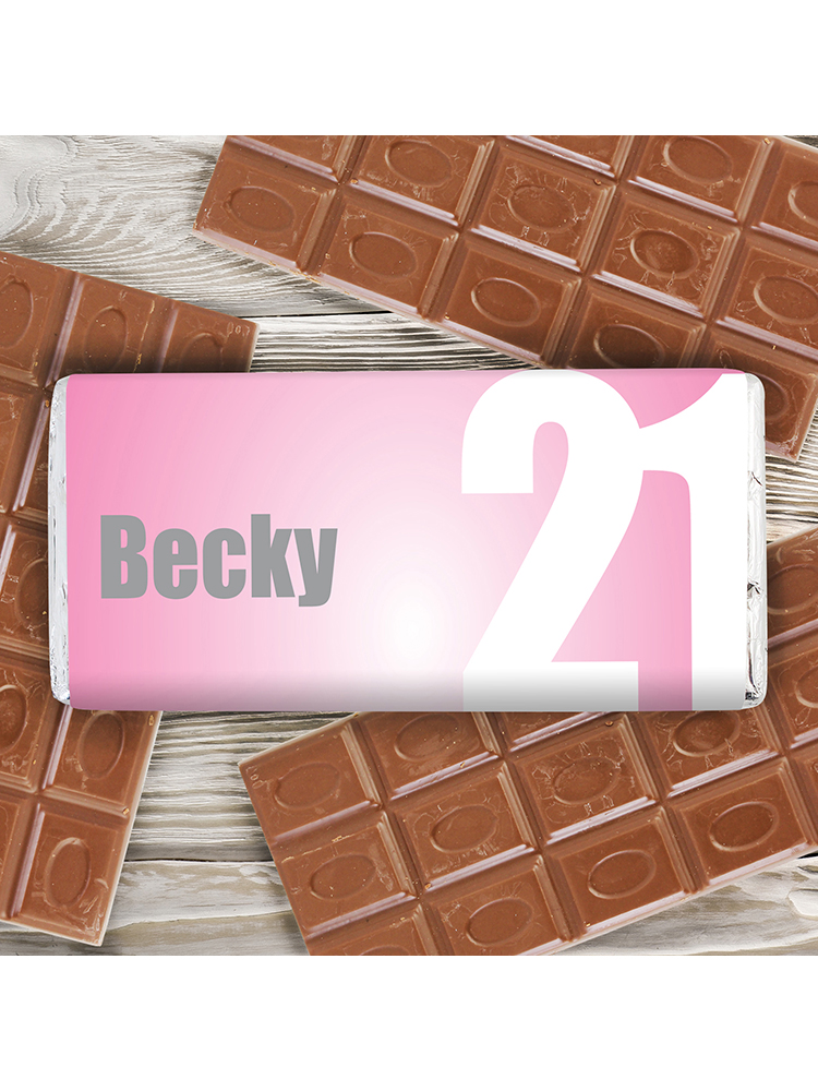 Personalised Pink Number Milk Chocolate Bar