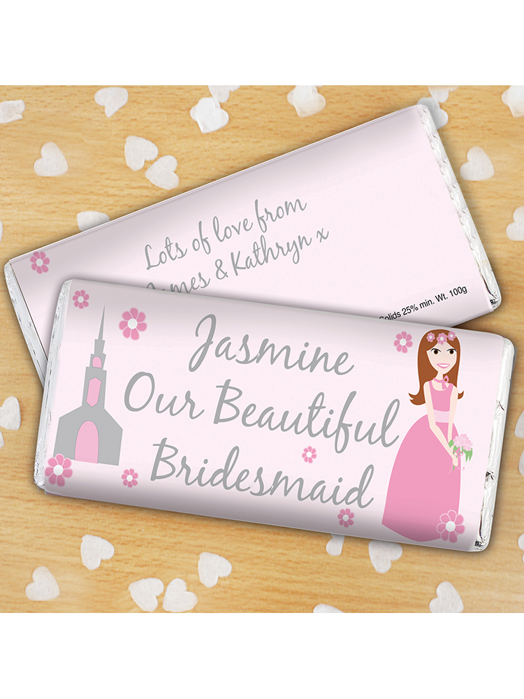 Personalised Beautiful Bridesmaid Milk Chocolate Bar