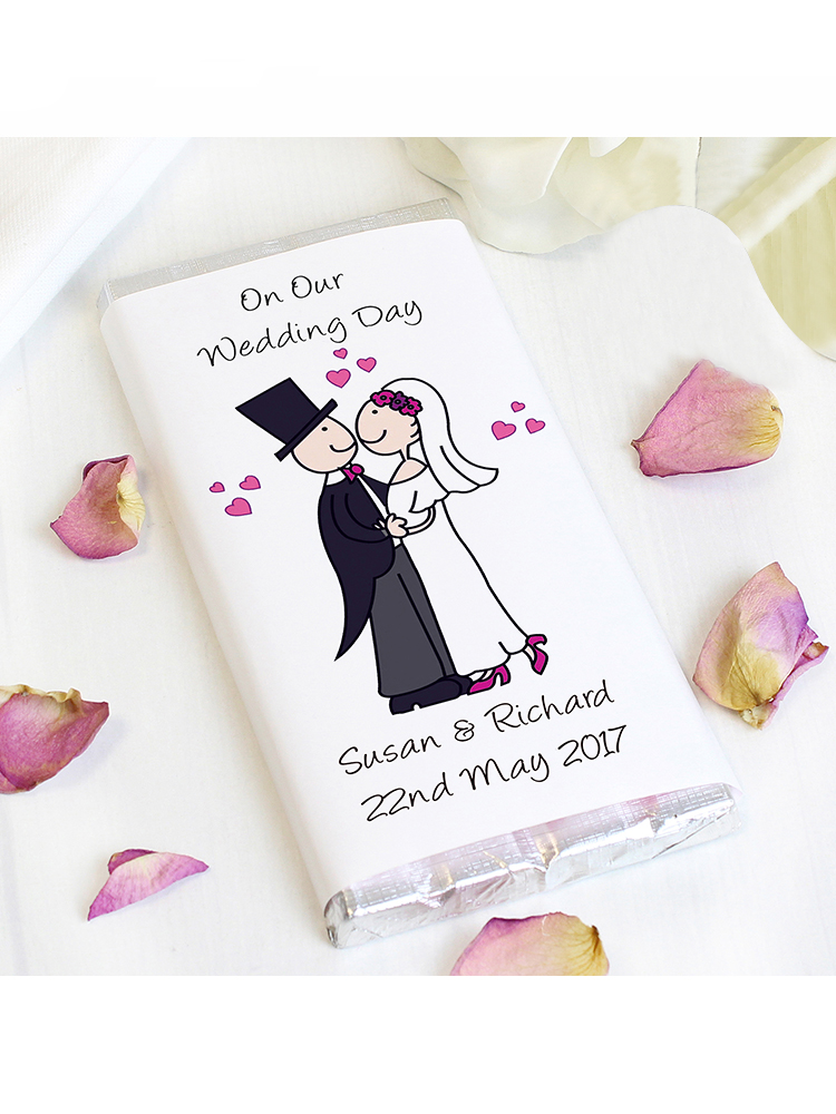 Personalised Cartoon Wedding Milk Chocolate Bar