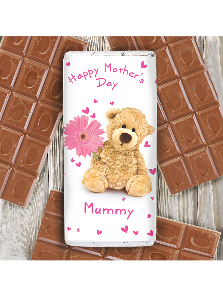 Personalised Teddy Flower Milk Chocolate Bar