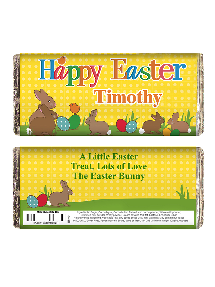 Personalised Easter Bunny Milk Chocolate Bar