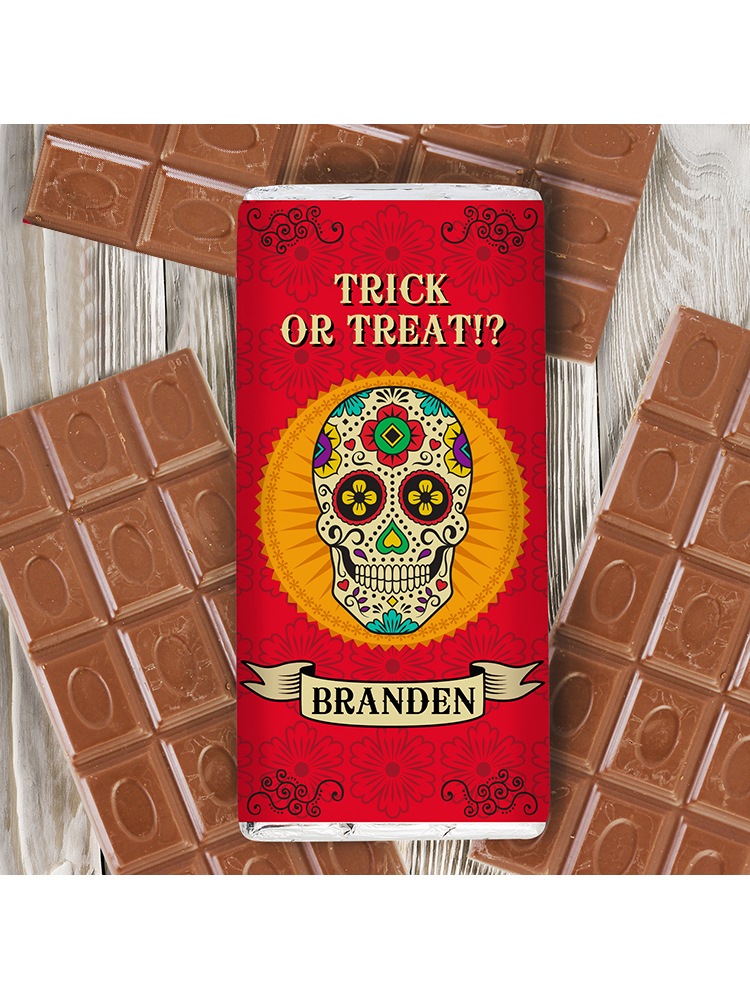 Personalised Sugar Skull Milk Chocolate Bar