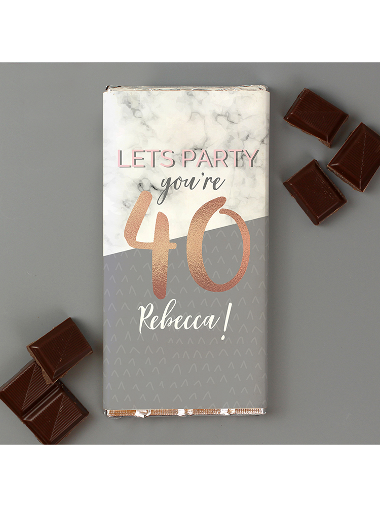 Personalised Birthday Marble and Rose Gold Chocolate Bar