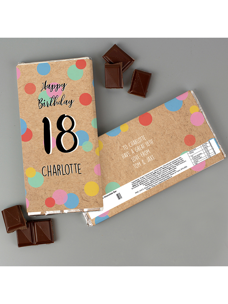 Personalised Birthday Colour Confetti Milk Chocolate Bar