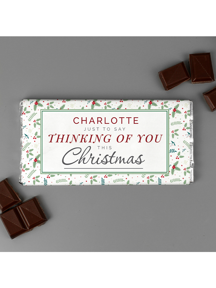 Personalised Thinking of You Christmas Milk Chocolate Bar