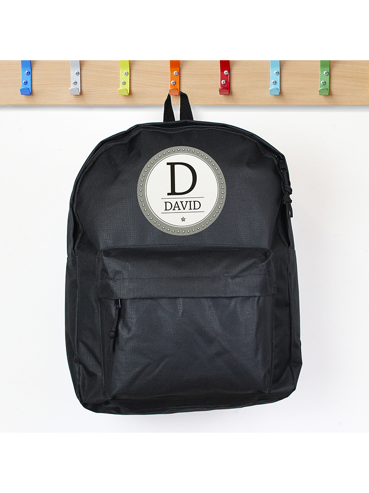 Personalised Star Name Black Backpack