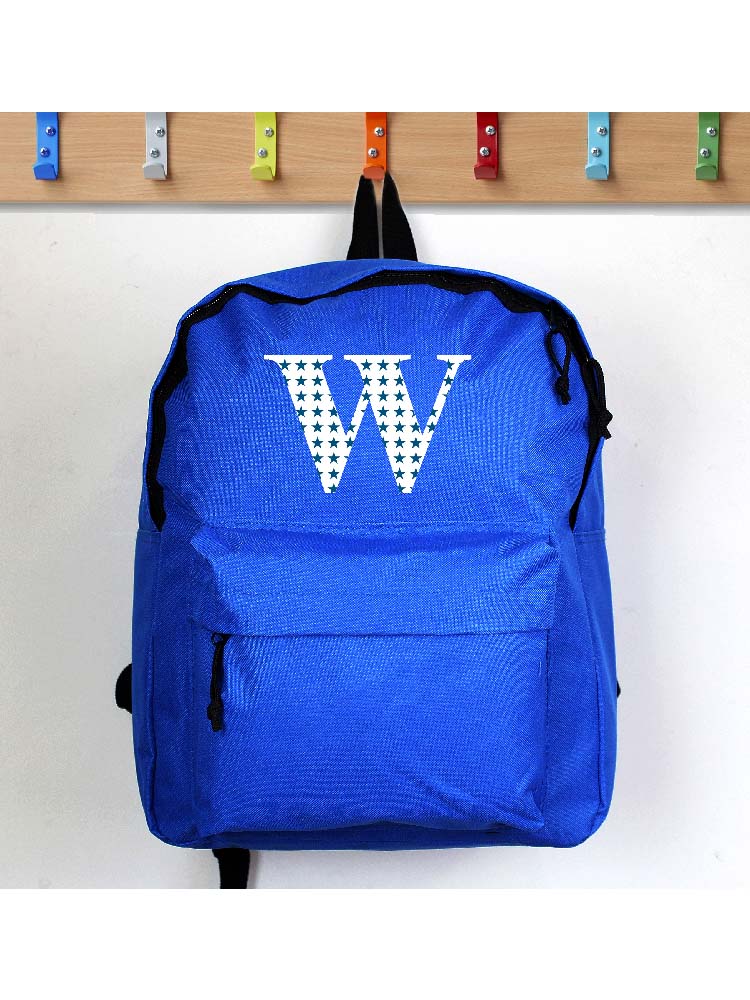 Personalised Star Initial Blue Backpack