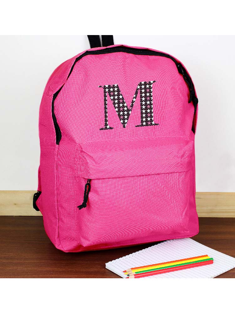 Personalised Star Initial Pink Backpack