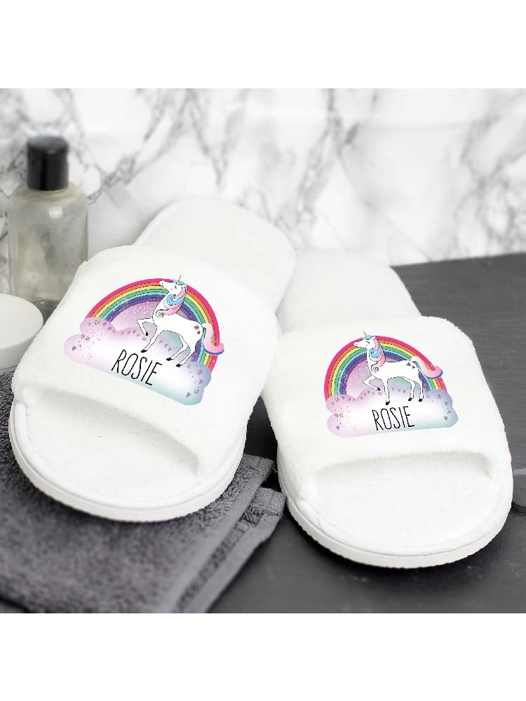 Personalised Unicorn Velour Slippers