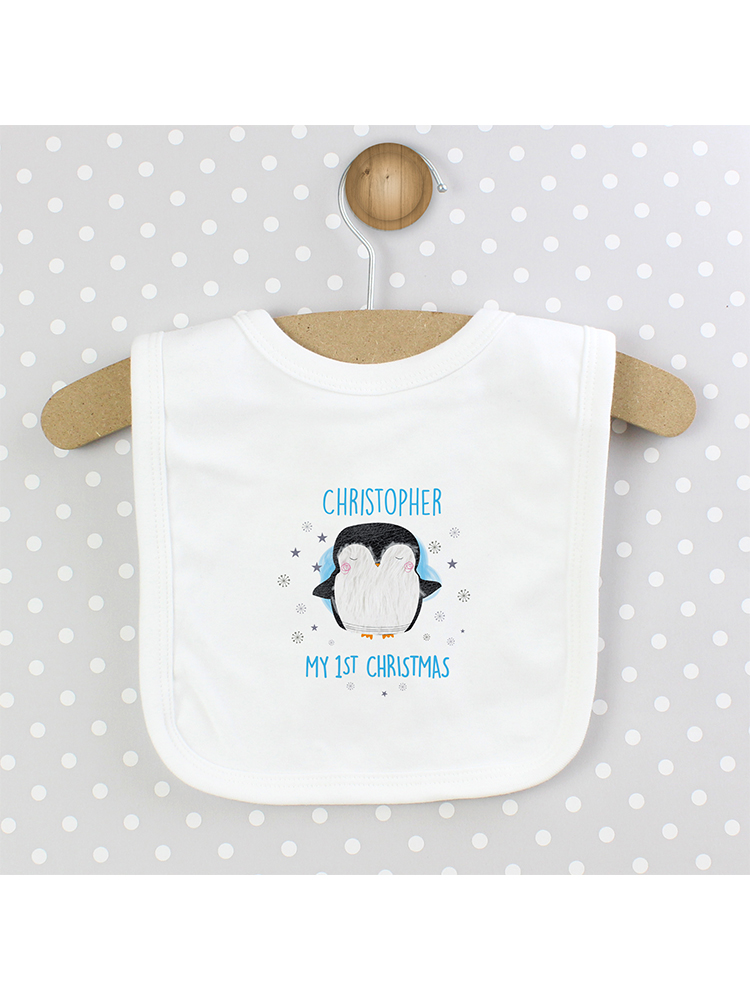 Personalised 1st Christmas Penguin Bib