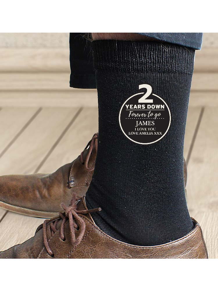 Personalised 2nd Anniversary Mens Socks