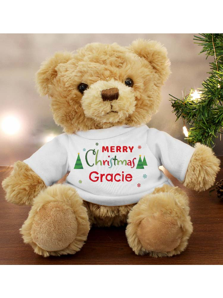 Personalised Merry Christmas Teddy Bear