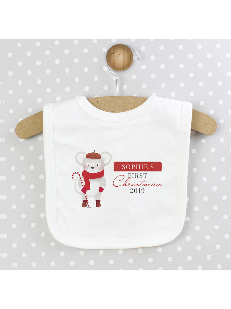 Personalised '1st Christmas' Mouse Bib