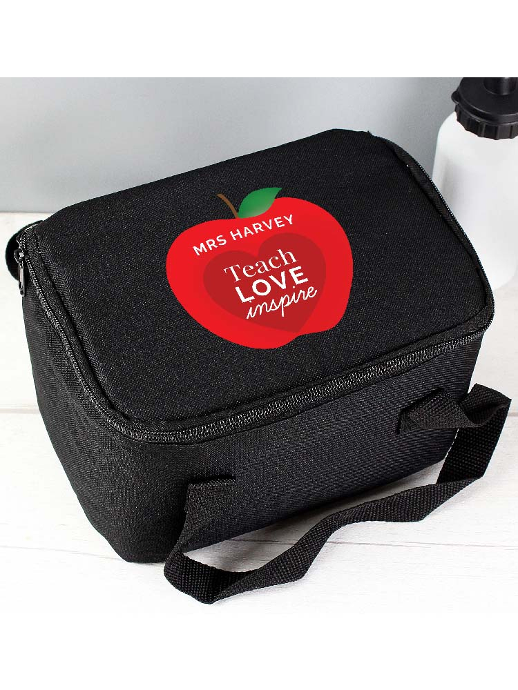 Personalised Teachers Apple Black Lunch Bag