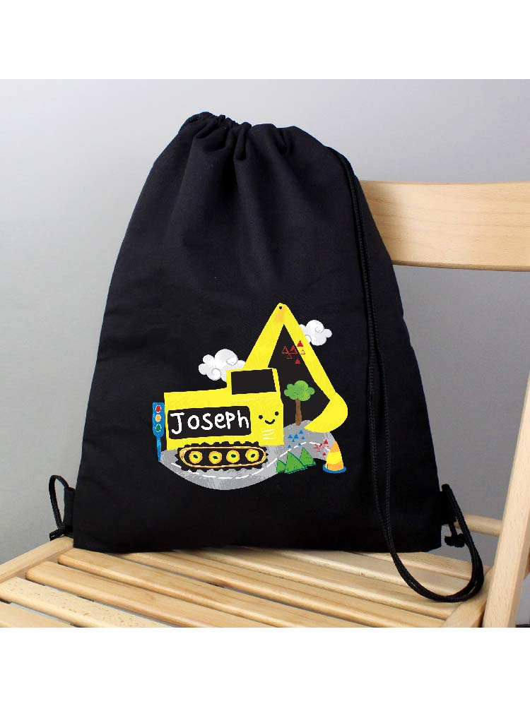 Personalised Digger Black Swim & Kit Bag